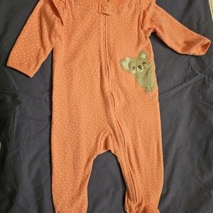 Carter's Pink Footie With Gray Koala And White Heart-shaped Polka Dots, 6mo